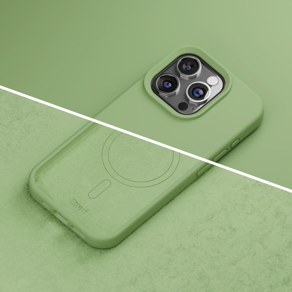 454142_oryg Etteri Silicone Mag case for iPhone 15 Pro 6,1" light green