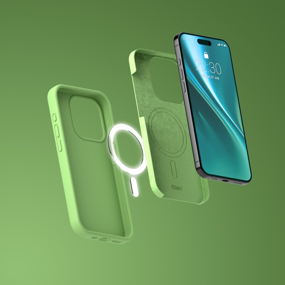 454144_oryg Etteri Silicone Mag case for iPhone 15 Pro 6,1" light green