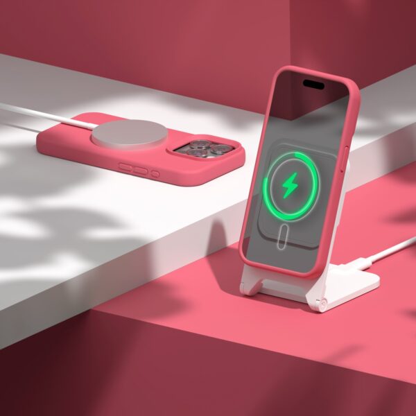 Etteri Silicone Mag case for iPhone 15 Pro 6,1" raspberry