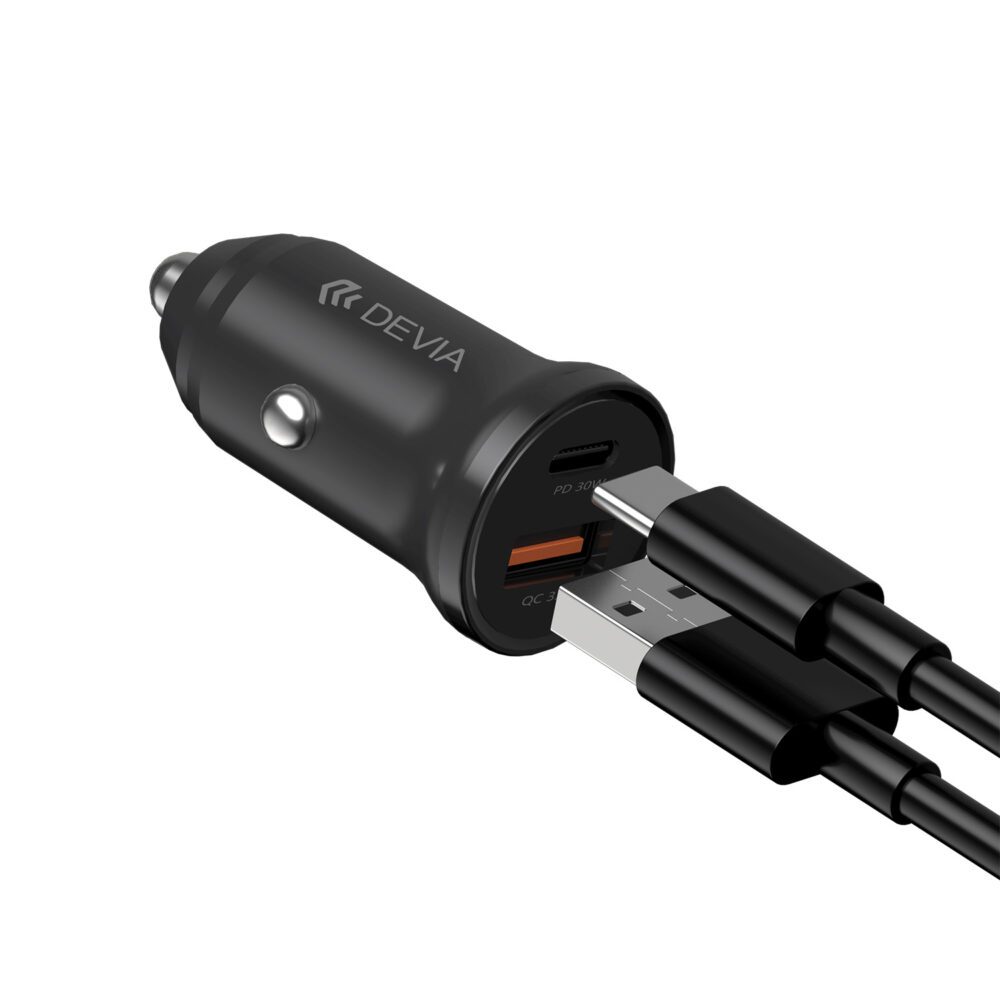 454647_oryg Devia car charger Smart Mini PD QC 3.0 30W 1x USB 1x USB-C white