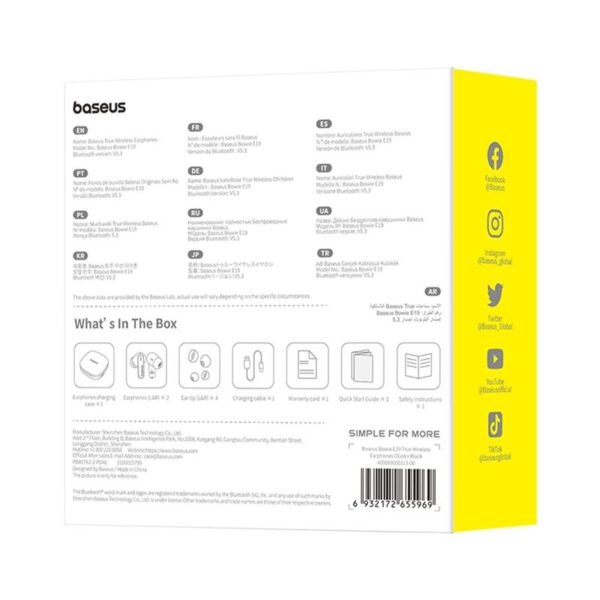 Baseus Bowie E19 True Wireless Earphones Cluster Black