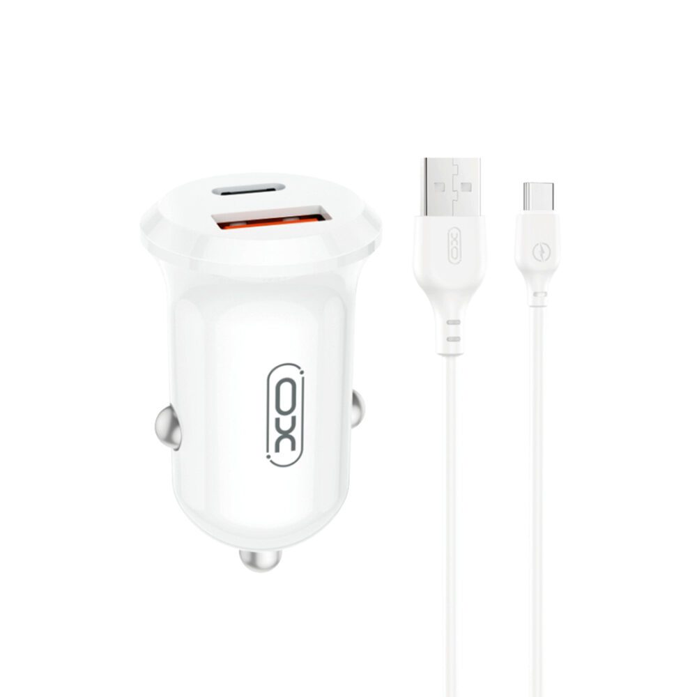 XO car charger CC69 PD 30W QC 1x USB 1x USB-C white