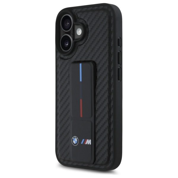 BMW case for iPhone 16 6,1" BMHCP16SGSPCCK Hardcase M Grip Stand Smooth and Carbon black