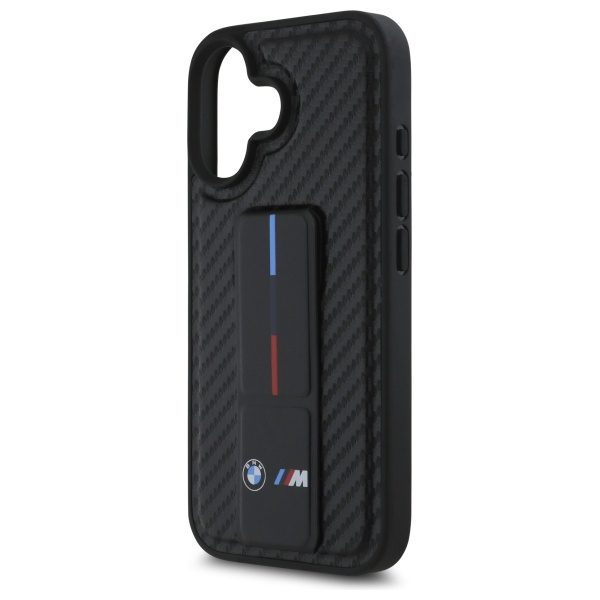 BMW case for iPhone 16 6,1" BMHCP16SGSPCCK Hardcase M Grip Stand Smooth and Carbon black
