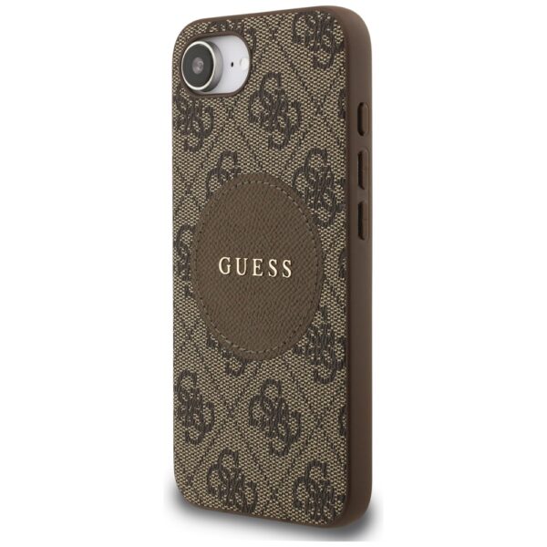 Guess HC MagSafe PU 4G Circle with Classic Logo case for iPhone 16e Brown