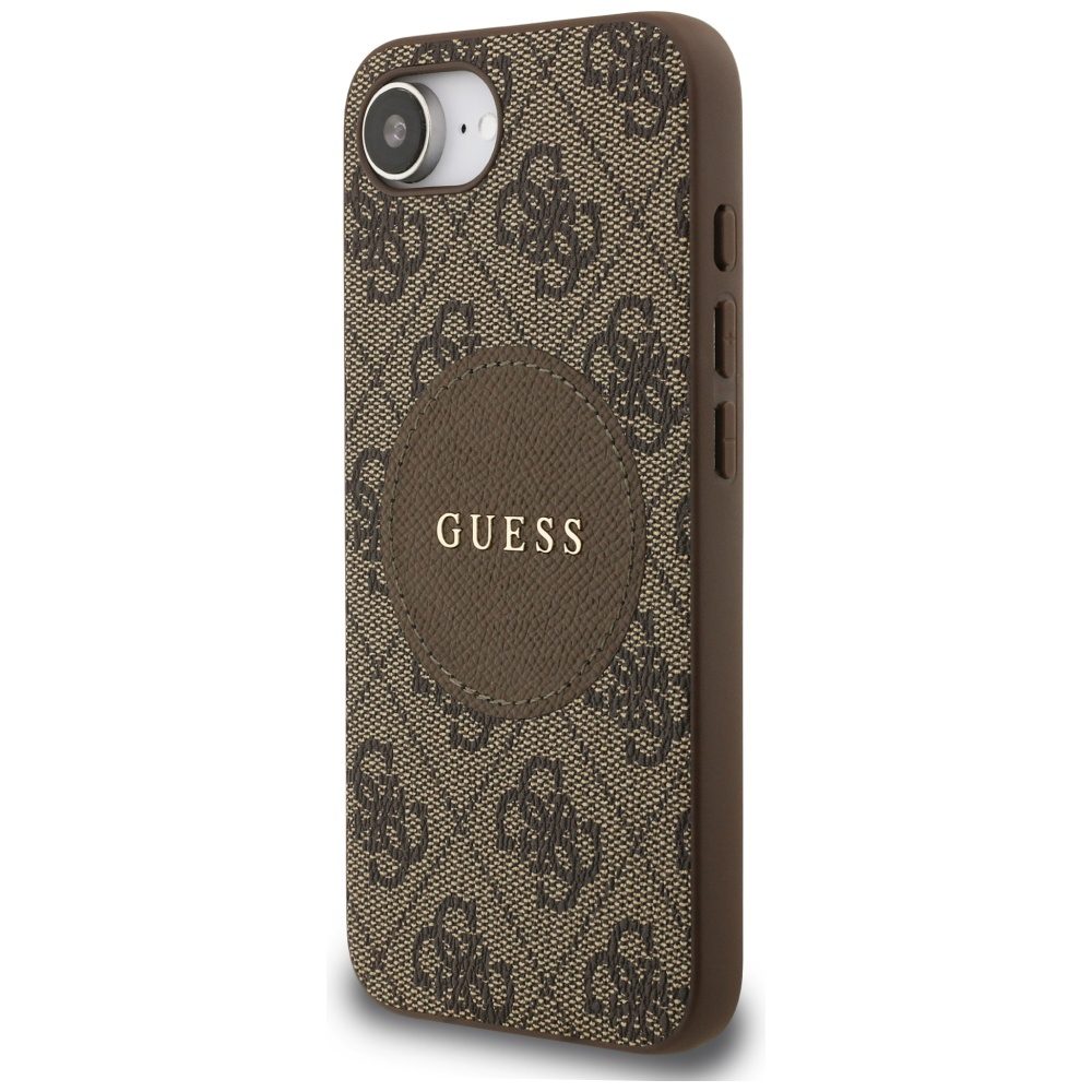 Guess HC MagSafe PU 4G Circle with Classic Logo case for iPhone 16e Brown
