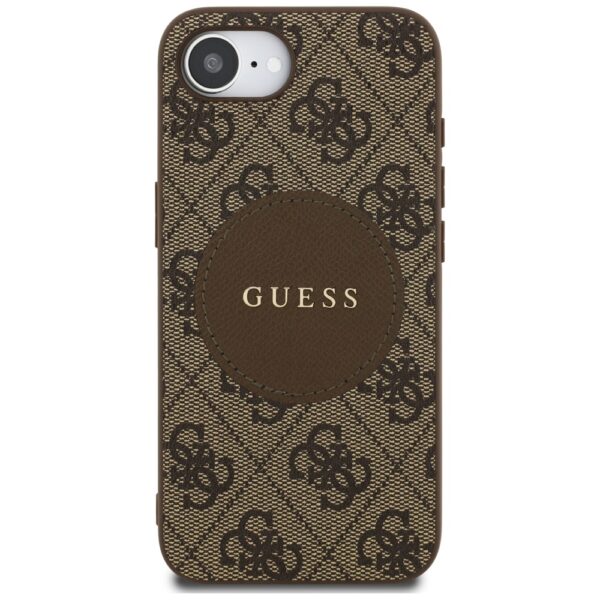 Guess HC MagSafe PU 4G Circle with Classic Logo case for iPhone 16e Brown
