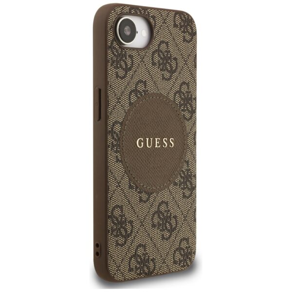 Guess HC MagSafe PU 4G Circle with Classic Logo case for iPhone 16e Brown