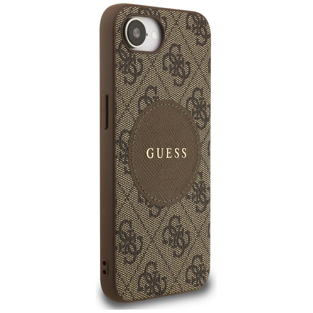Guess HC MagSafe PU 4G Circle with Classic Logo case for iPhone 16e Brown