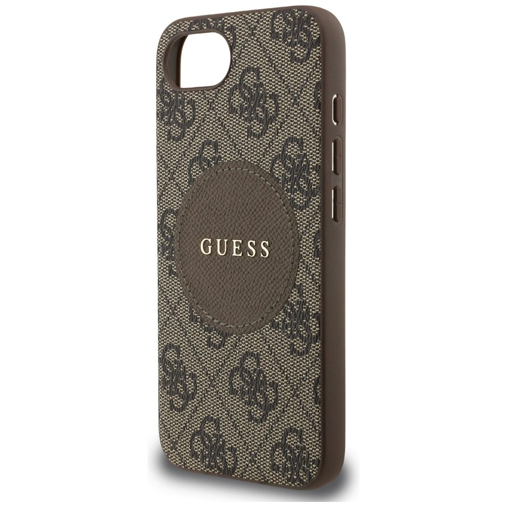 Guess HC MagSafe PU 4G Circle with Classic Logo case for iPhone 16e Brown