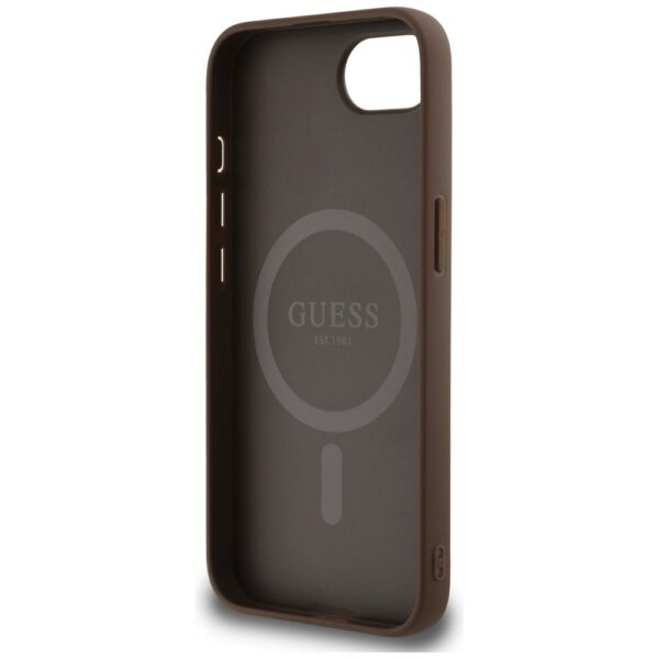 Guess HC MagSafe PU 4G Circle with Classic Logo case for iPhone 16e Brown