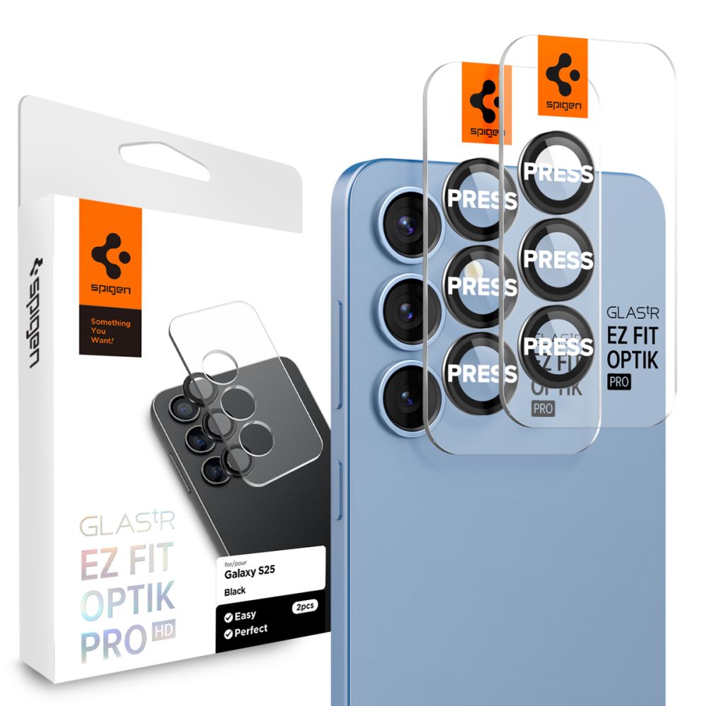 459242_oryg Spigen Optik Pro Glas.Tr "Ez Fit" Camera Protector 2-Pack for Samsung Galaxy S25 Black