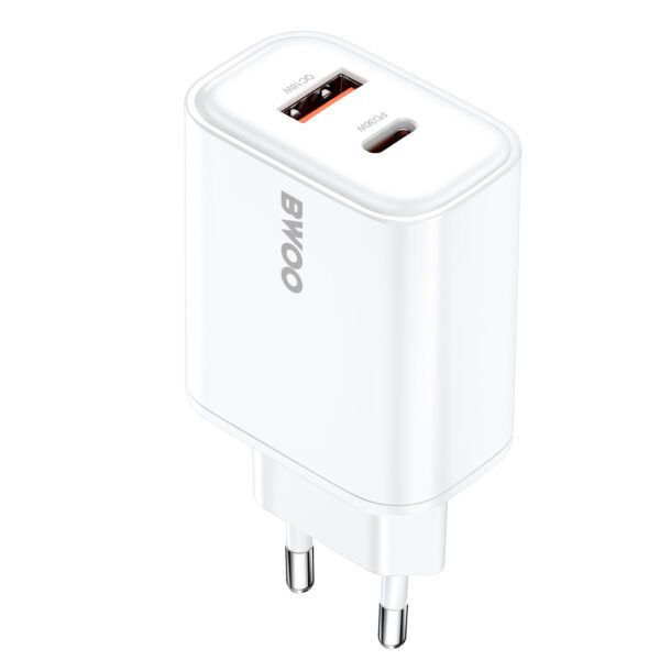 BWOO CDA207 PD wall charger 1x USB-A + USB-C port 36W white