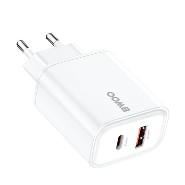 BWOO CDA207 PD wall charger 1x USB-A + USB-C port 36W white