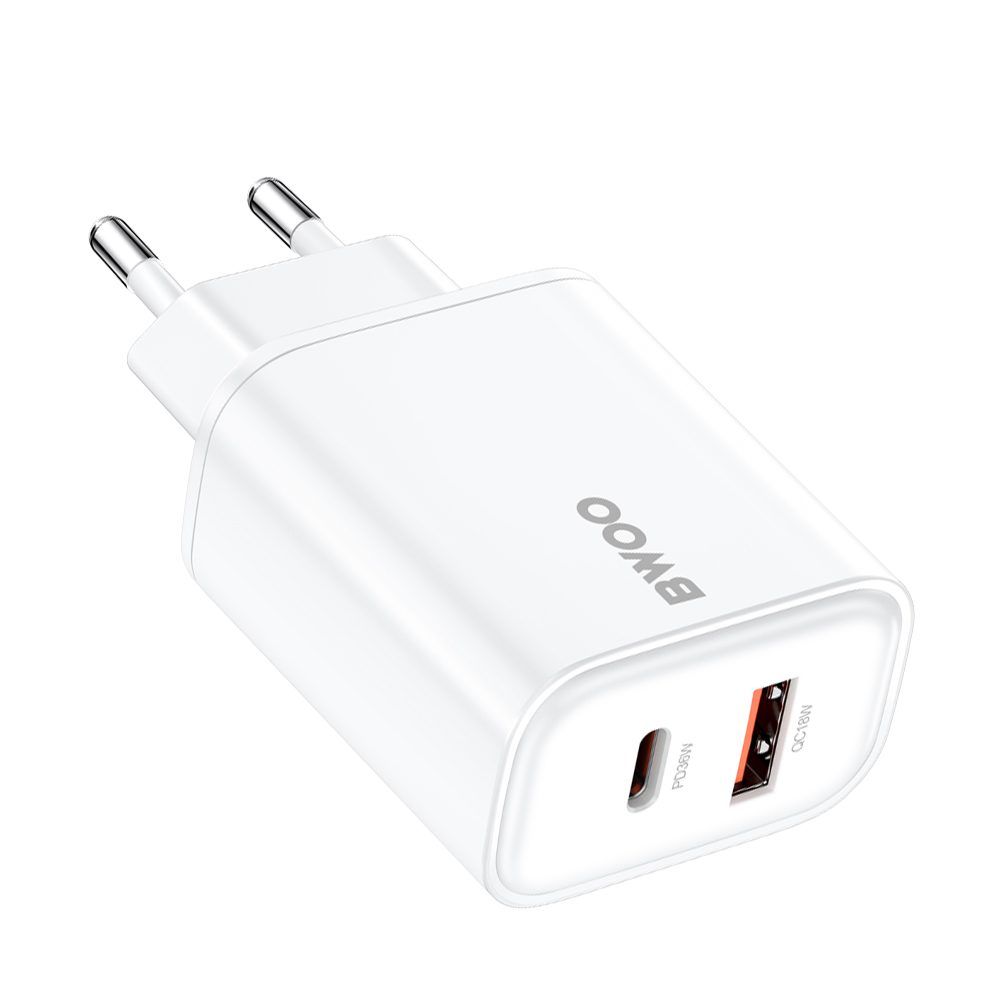 BWOO CDA207 PD wall charger 1x USB-A + USB-C port 36W white