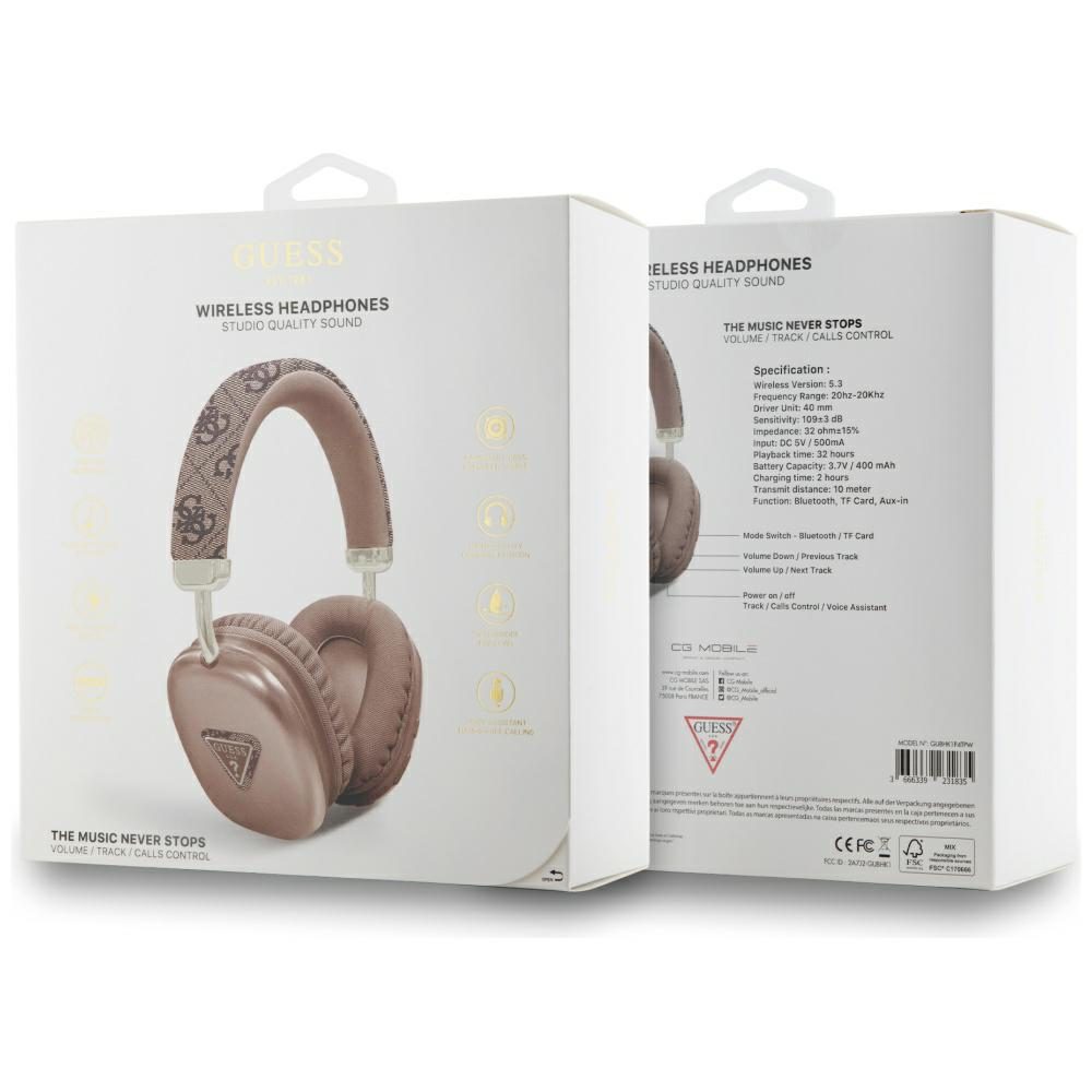 Guess wireless headphones BT 4G GOLD TRIANGLE LOGO brown