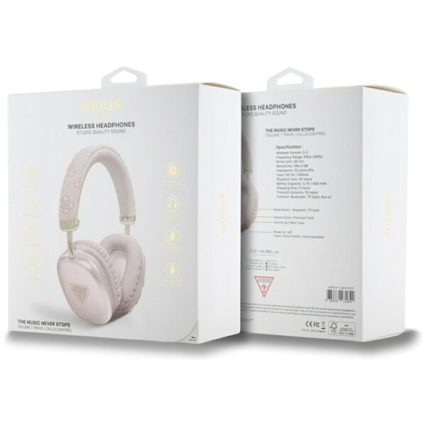 461591_oryg Guess wireless headphones BT 4G GOLD TRIANGLE LOGO pink