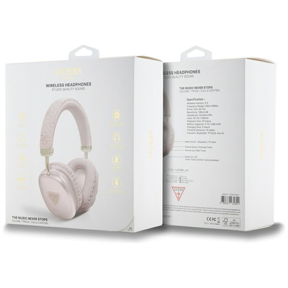 461591_oryg Guess wireless headphones BT 4G GOLD TRIANGLE LOGO pink