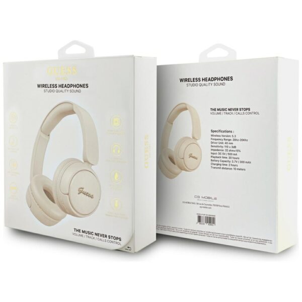Guess wireless headphones BT HEADPHONES SCRIPT METAL LOGO beige