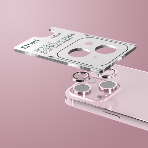 Etteri camera lens protector for iPhone 15 / 15 Plus pink