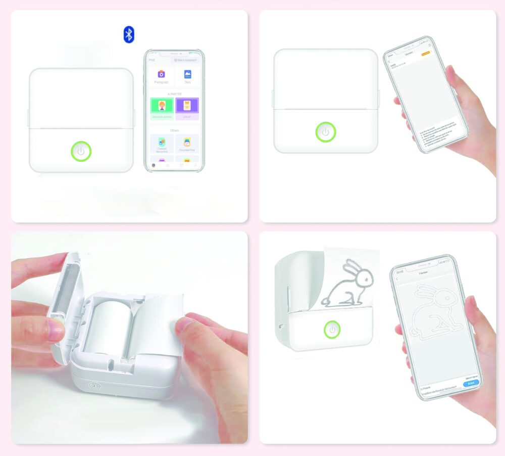 Setty Mini thermal printer bluetooth DT1-0 white