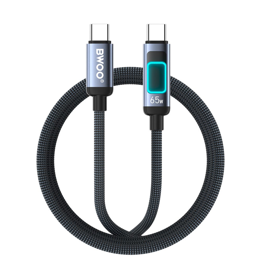 BWOO X324CC braided fast charging cable with light display PD 60W USB-C - USB-C