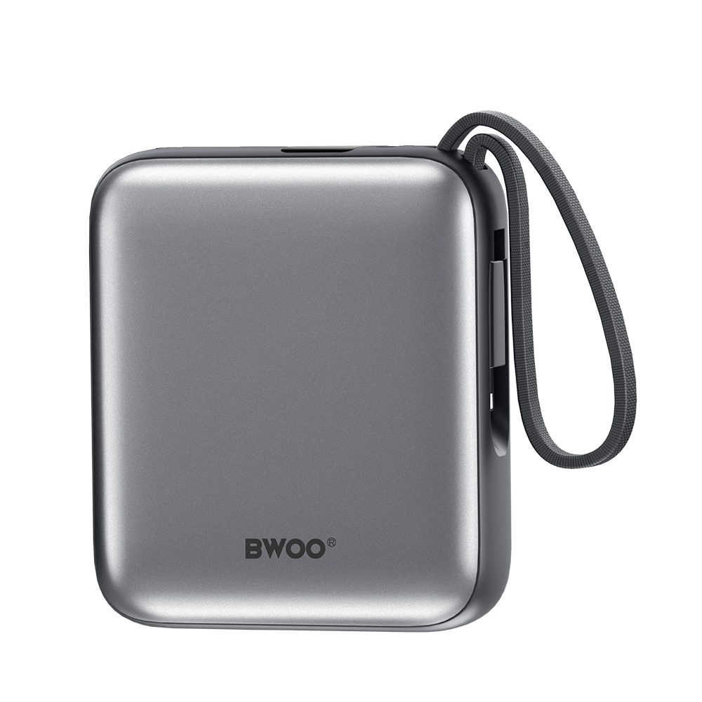 BWOO power bank P73 22.5W 10000 mAh with 2 built-in cables 1 x USB-C  1 x Lightning black