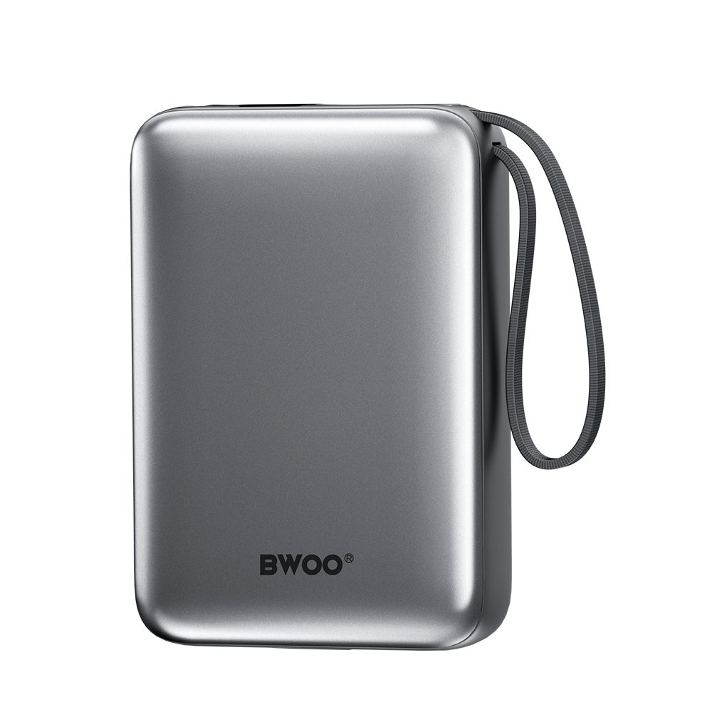 BWOO power bank P74 22.5W 20000 mAh with 2 built-in cables 1 x USB-C 1 x Lightning black