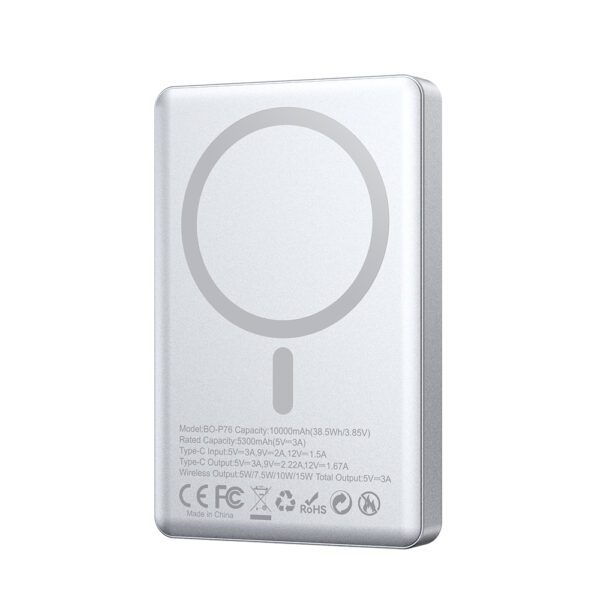 BWOO magnetic power bank P76 PD 20W 10000 mAh with digital display and USB-C port black