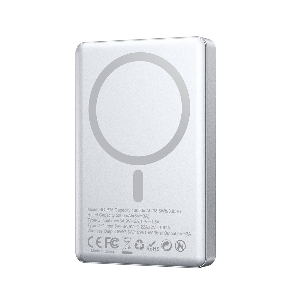 BWOO magnetic power bank P76 PD 20W 10000 mAh with digital display and USB-C port black