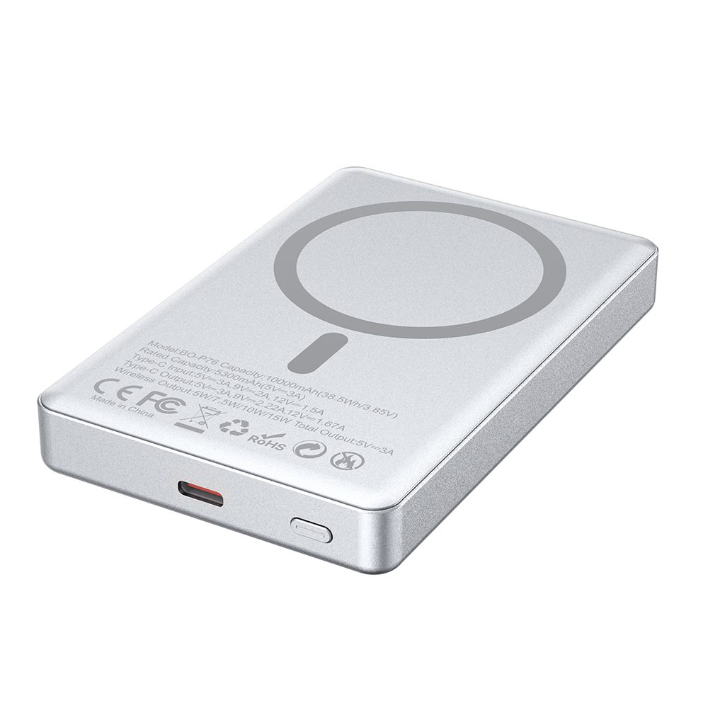 BWOO magnetic power bank P76 PD 20W 10000 mAh with digital display and USB-C port black