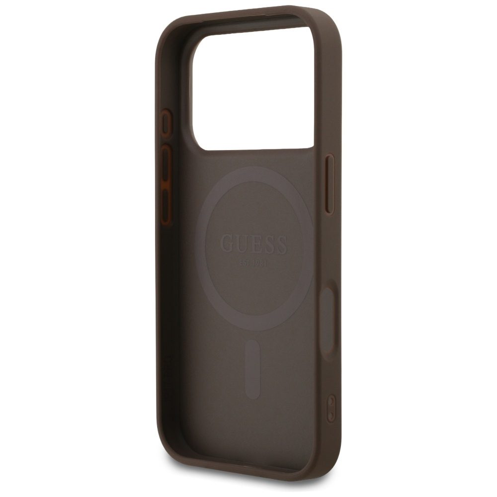 Guess 4G Small Classic Logo MagSafe case for iPhone 17 Pro brown