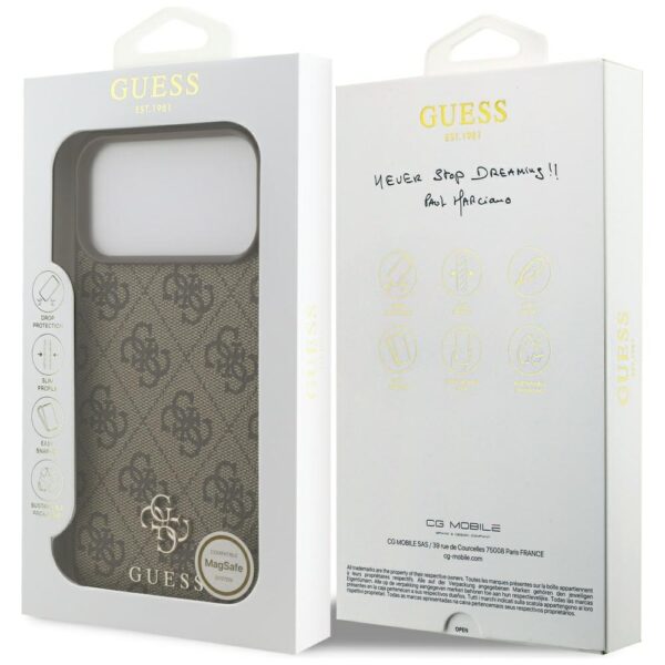 Guess 4G Small Classic Logo MagSafe case for iPhone 17 Pro Max brown