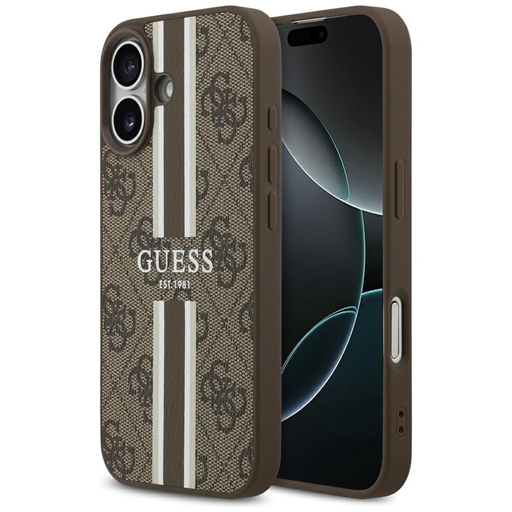Guess 4G Printed Stripes MagSafe case for iPhone 17 brown
