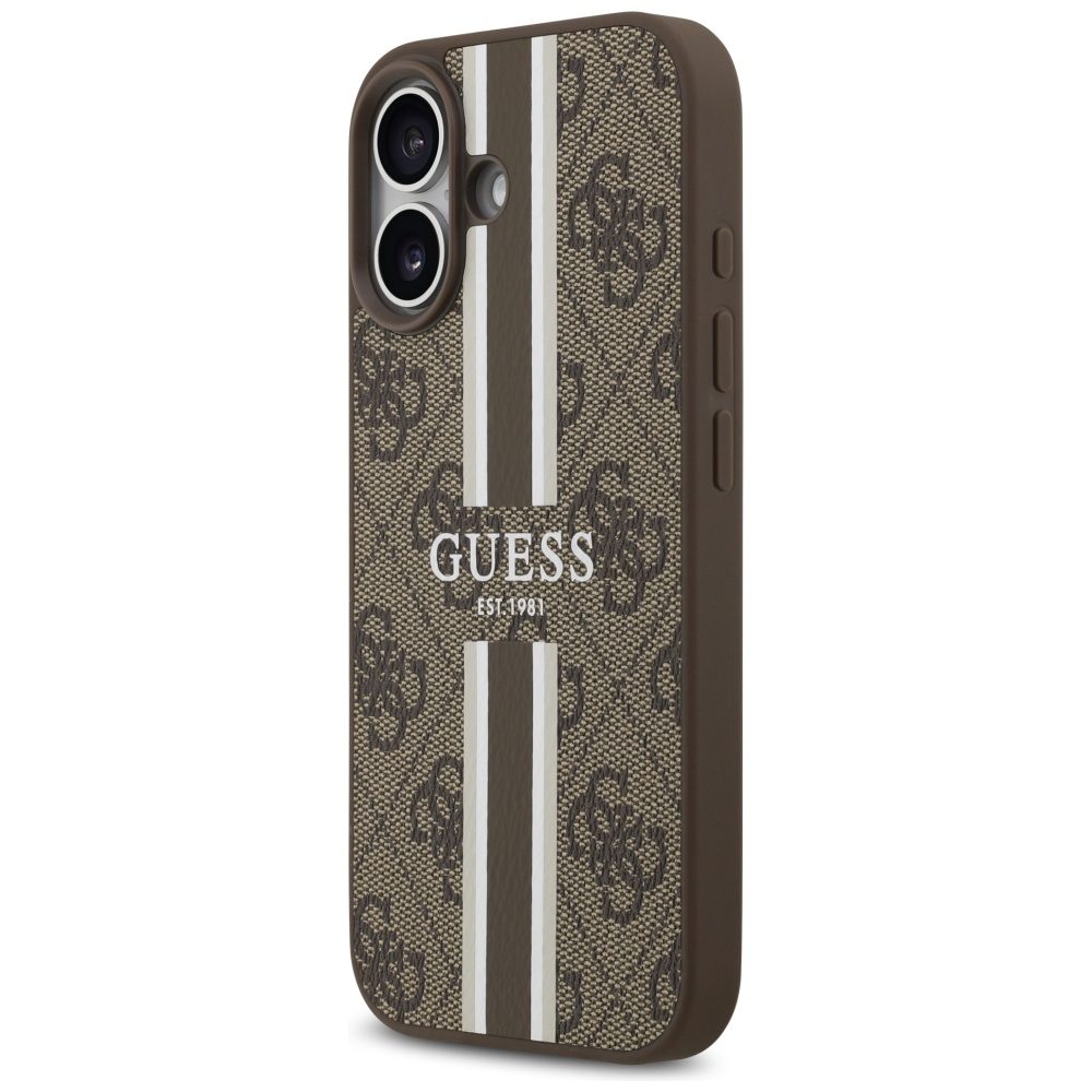 Guess 4G Printed Stripes MagSafe case for iPhone 17 brown