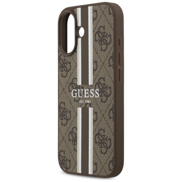 Guess 4G Printed Stripes MagSafe case for iPhone 17 brown