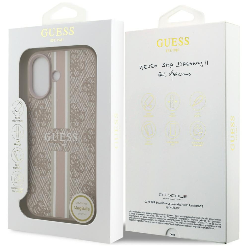 Guess 4G Printed Stripes MagSafe case for iPhone 17 pink