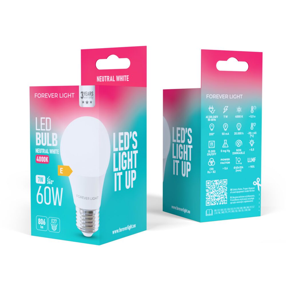 471305_oryg Forever Light LED Bulb E27 A60 7W 806lm 4000K class E