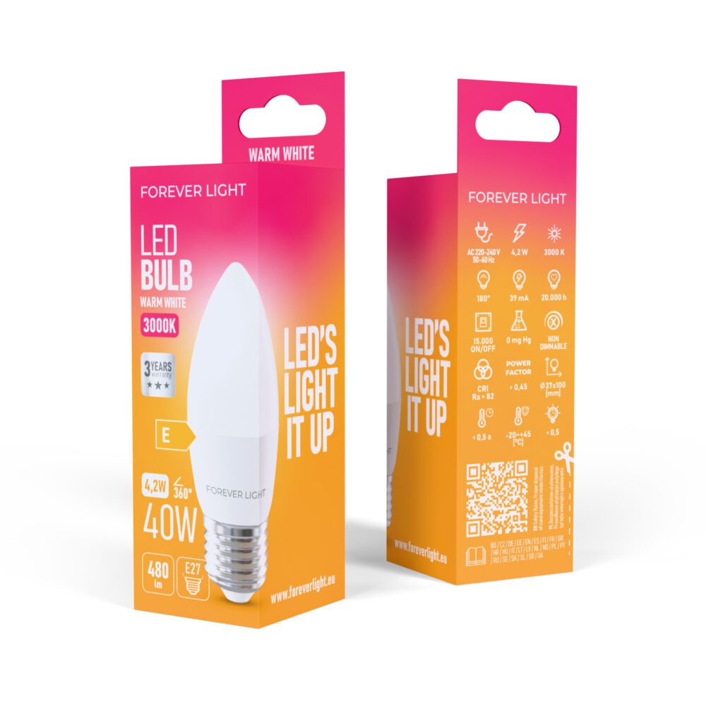 471313_oryg Forever Light LED Bulb E27 C37 4.2W 480lm 3000K class E