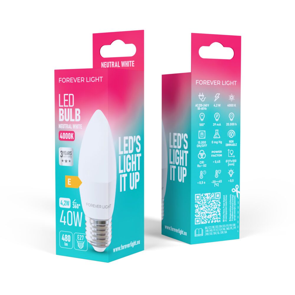 471314_oryg Forever Light LED Bulb E27 C37 4.2W 480lm 4000K class E