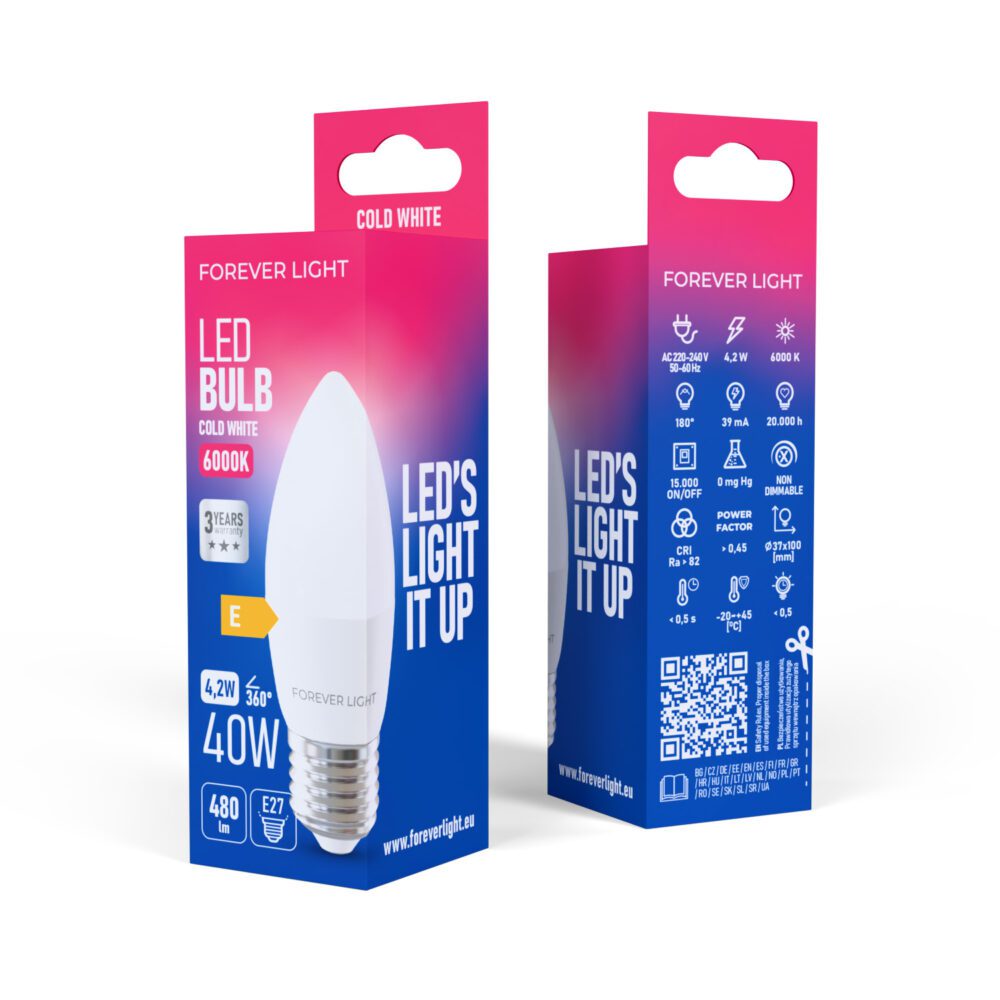 471315_oryg Forever Light LED Bulb E27 C37 4.2W 480lm 6000K class E