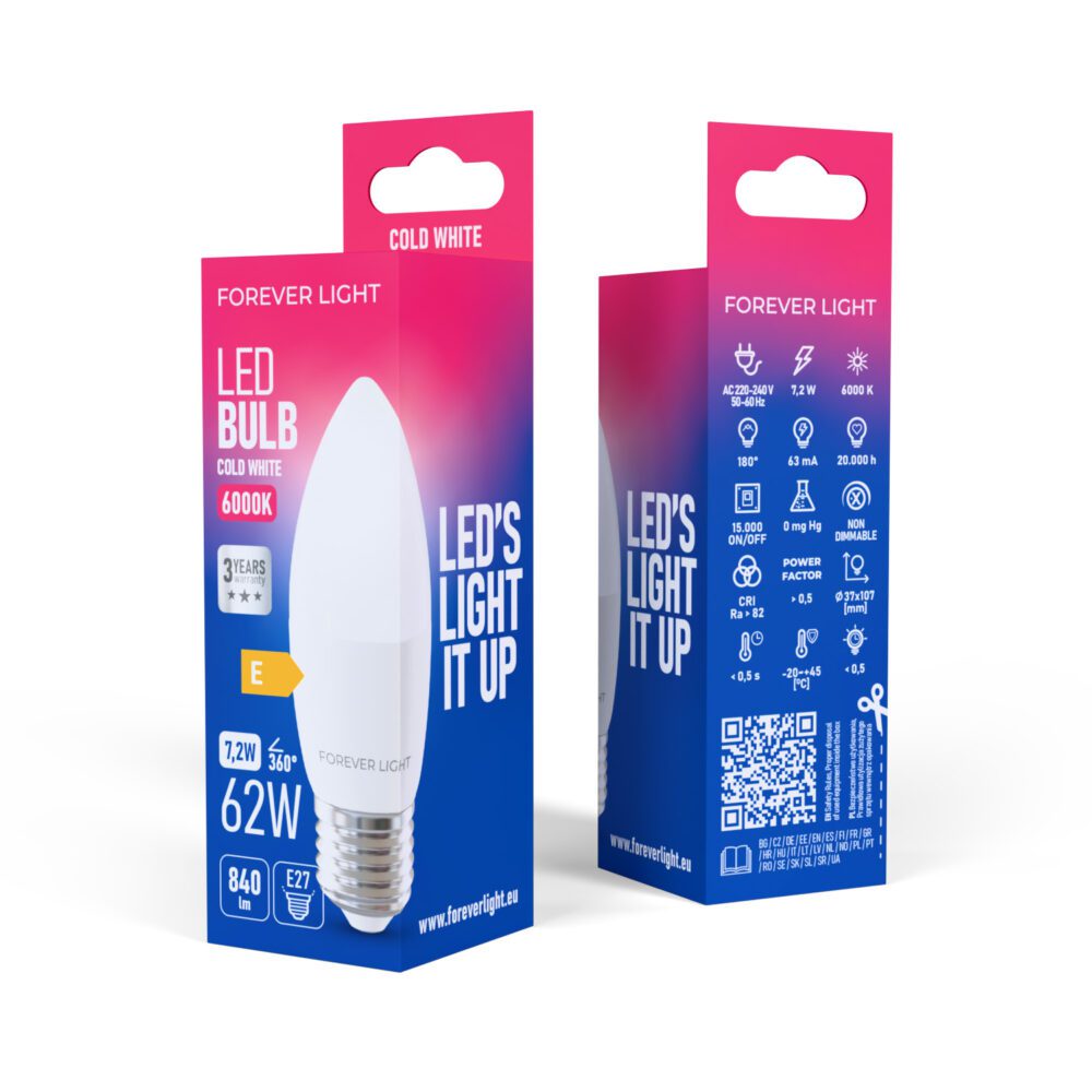471318_oryg Forever Light LED Bulb E27 C37 7.2W 840lm 6000K class E