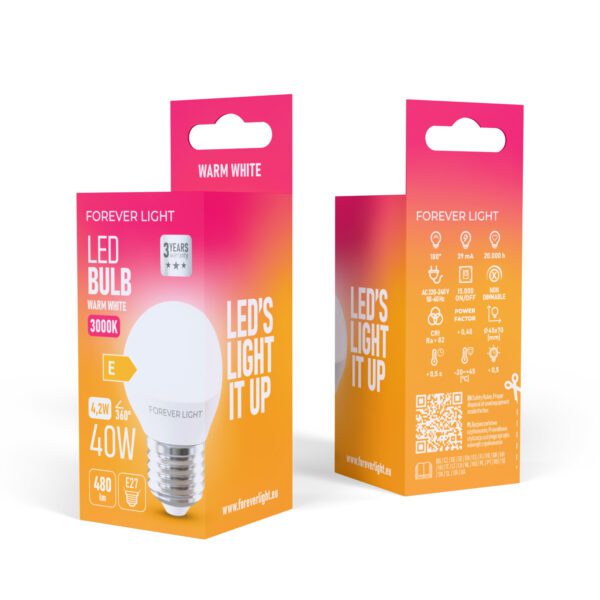 Forever Light LED Bulb E27 G45 4.2W 480lm 3000K class E