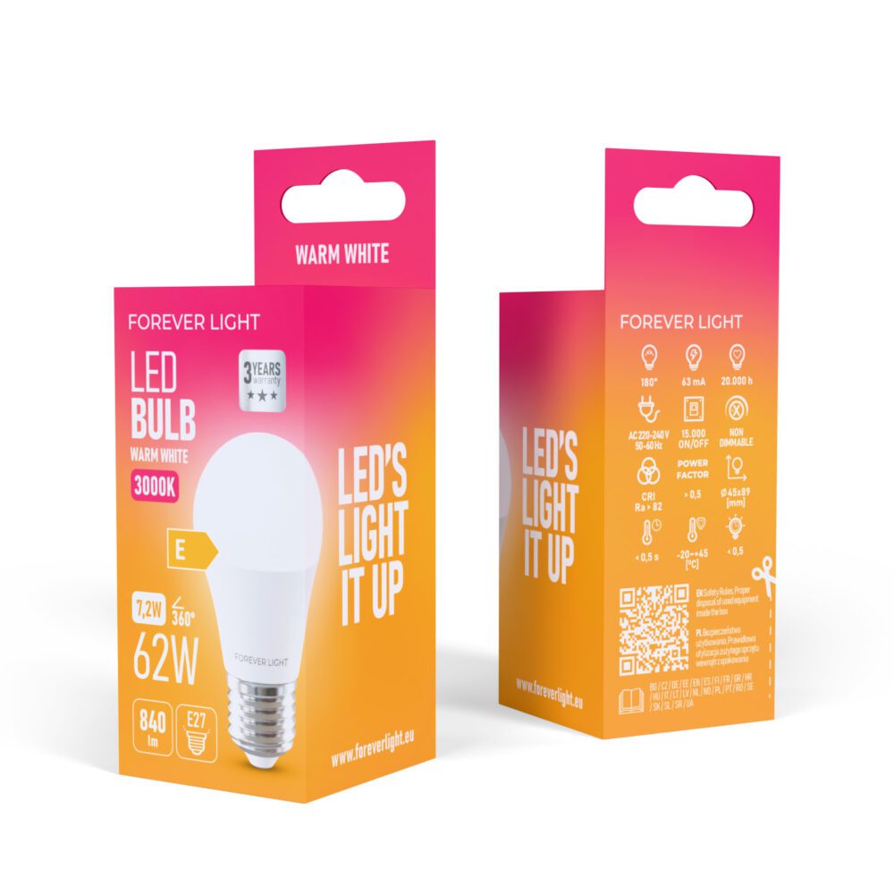 471322_oryg Forever Light LED Bulb E27 G45 7.2W 840lm 3000K class E