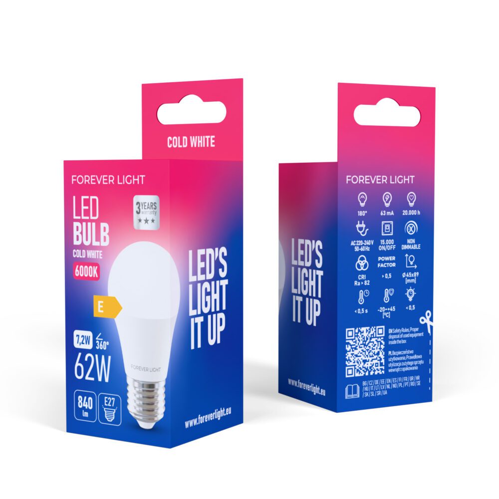 471324_oryg Forever Light LED Bulb E27 G45 7.2W 840lm 6000K class E