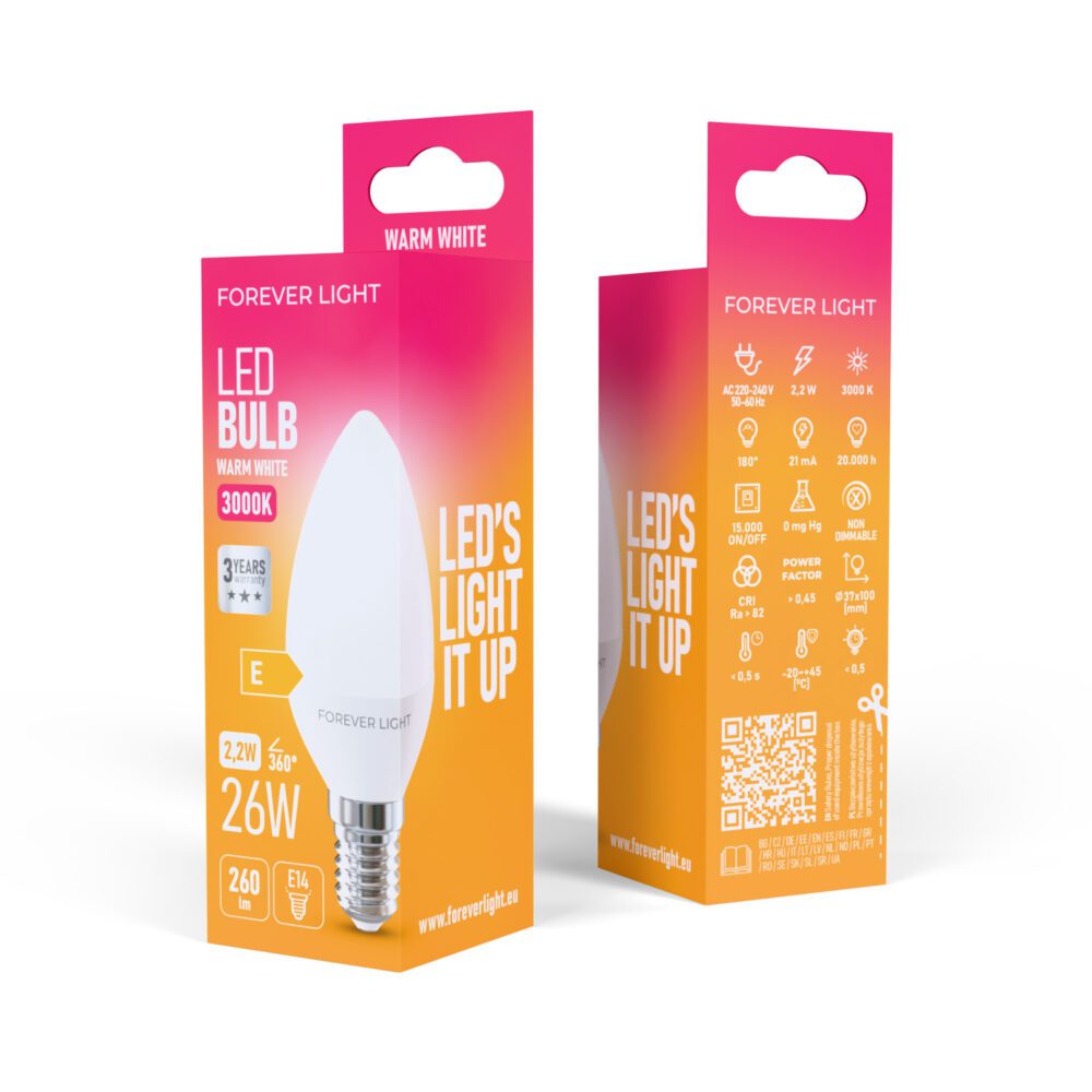 471325_oryg Forever Light LED Bulb E14 C37 2.2W 260lm 3000K class E