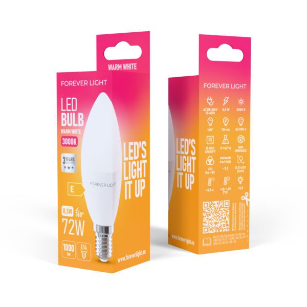 Forever Light LED Bulb E14 C37 8.5W 1000lm 3000K class E