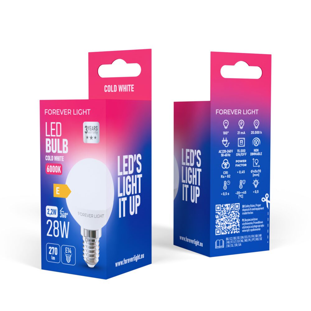 471336_oryg Forever Light LED Bulb E14 G45 2.2W 270lm 6000K class E