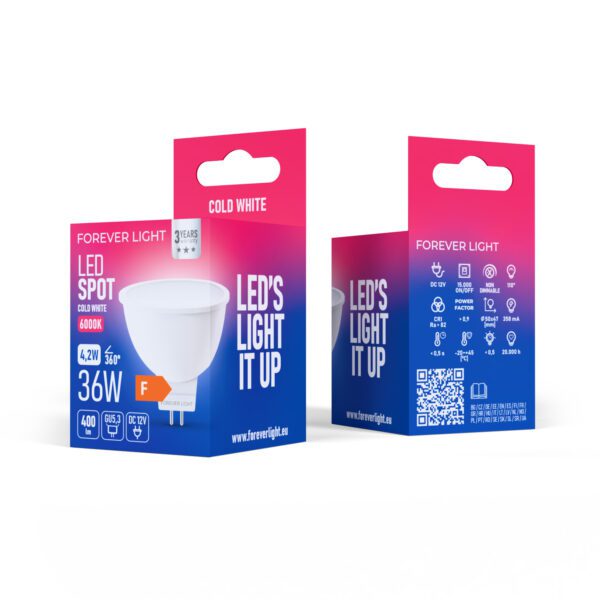 Forever Light LED Bulb GU5,3 MR16 4.2W 400lm 6000K 12V class F
