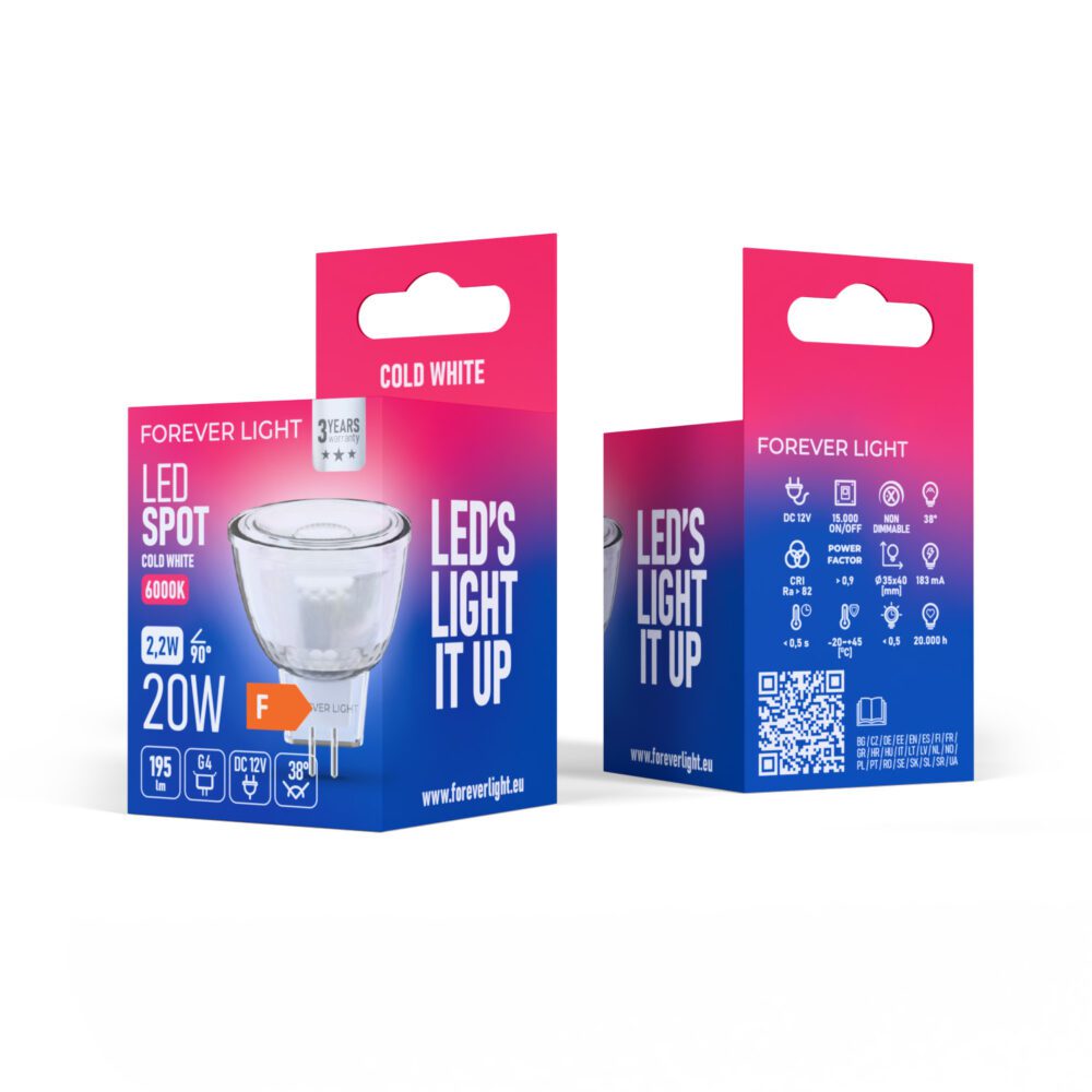 471370_oryg Forever Light LED Bulb G4 MR11 38° 2.2W 195lm 6000K 12V glass class F